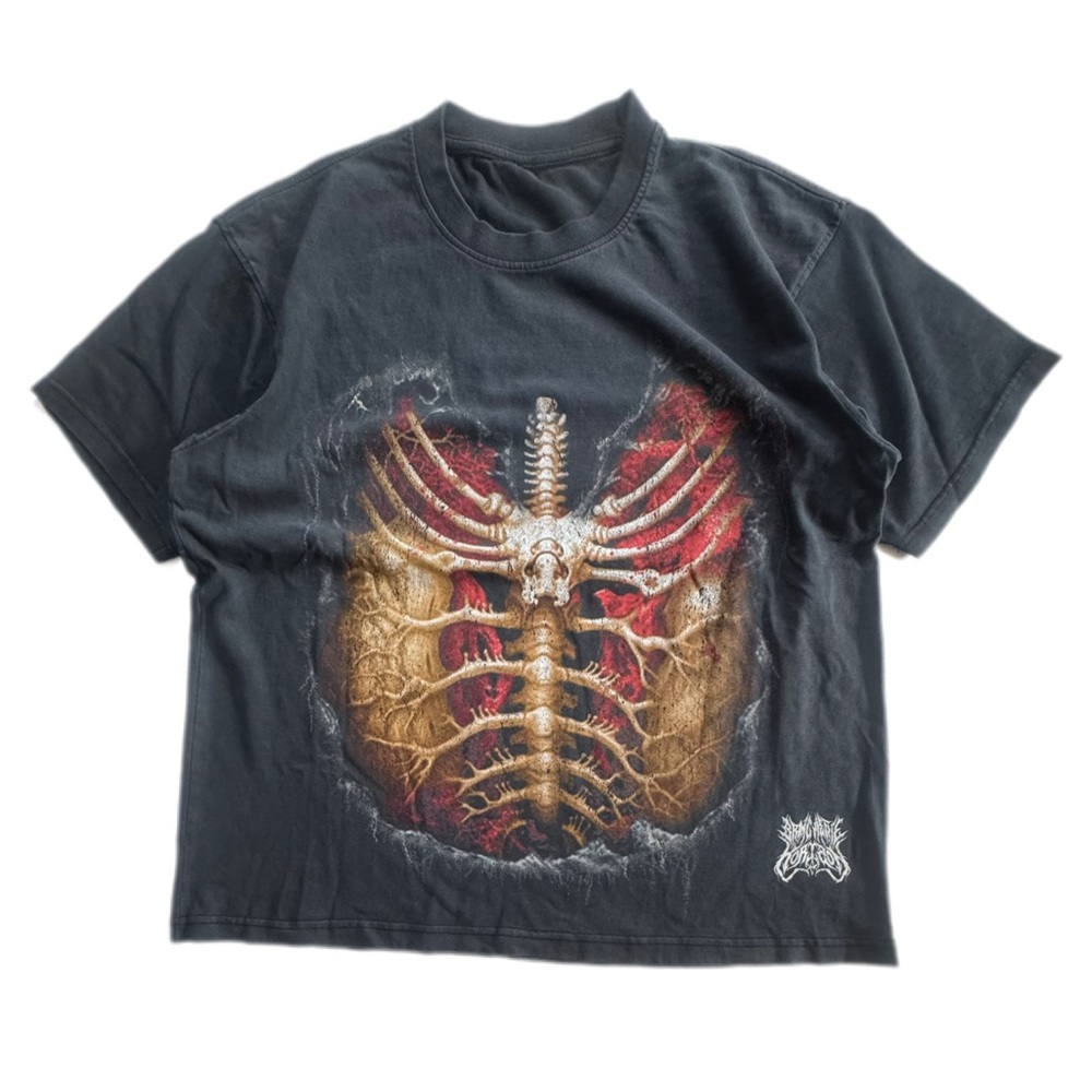 Black T-Shirt with Skeleton Design